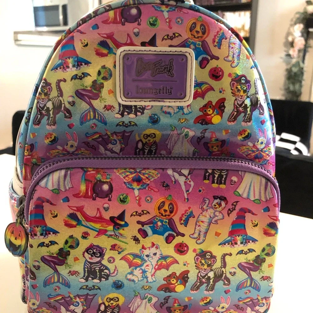 New! Loungefly x Lisa Frank Halloween Sticker Mini Backpack - Picture 11 of 12